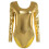 Seductive Metallic Finish Unitard Soft Lining Catsuit-Gold L 1