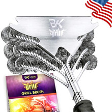 Bristle Grill Brush with ExtraWide Scraper, Safe BBQ Cleaner for Quick Grease Removal and All Grill Types