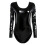 Seductive Metallic Finish Unitard Soft Lining Catsuit-Black XL 1