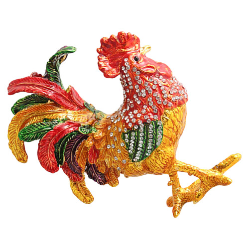 Exquisite Alloy Trinket Box Rooster Shaped- Large  model