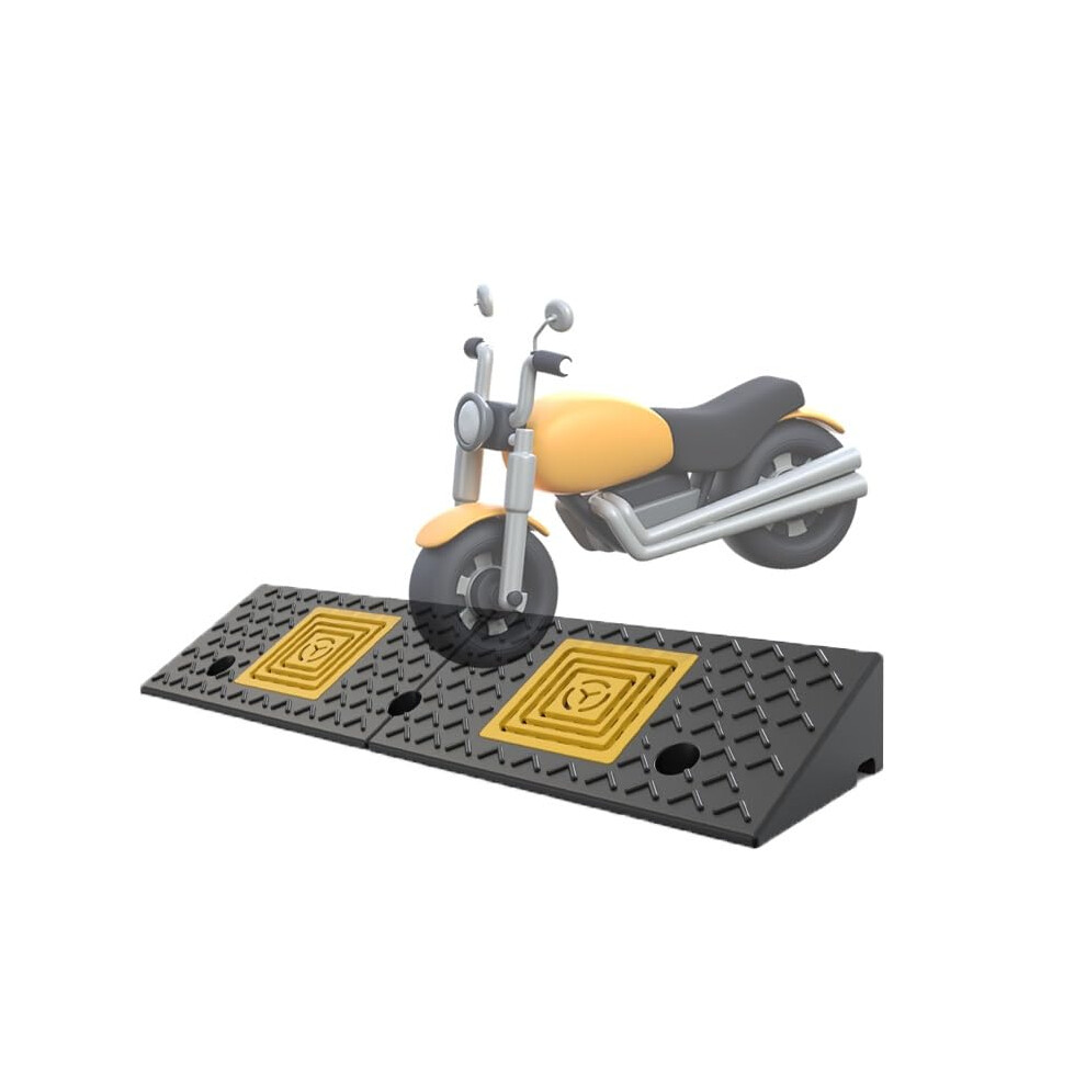 Black/Yellow Rubber Threshold Ramp 1.6Â6In NonâSlip Wheelchair Curb Ramp Cuttable Driveway Entry Ramp For Doorways