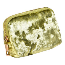 Luxury Velvety Makeup Pouch And Jewelry Case With-celadon green