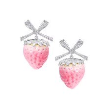 Beautiful Butterfly Bowknot Strawberry Earrings Crystal
