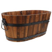Small Rustic Wooden Planter Box for Outdoor Garden Flowers Herbs and Succulents Rectangular Design