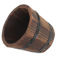 Wooden Barrel Planter Rustic Flower Pot for Succulents Vegetables Garden Indoor Outdoor Use