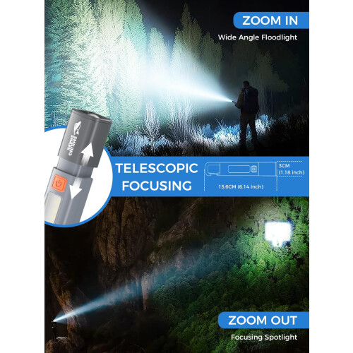 2 Pack Rechargeable LED Flashlights  Lumens USB C Zoomable Waterproof Flashlight for Camping 2
