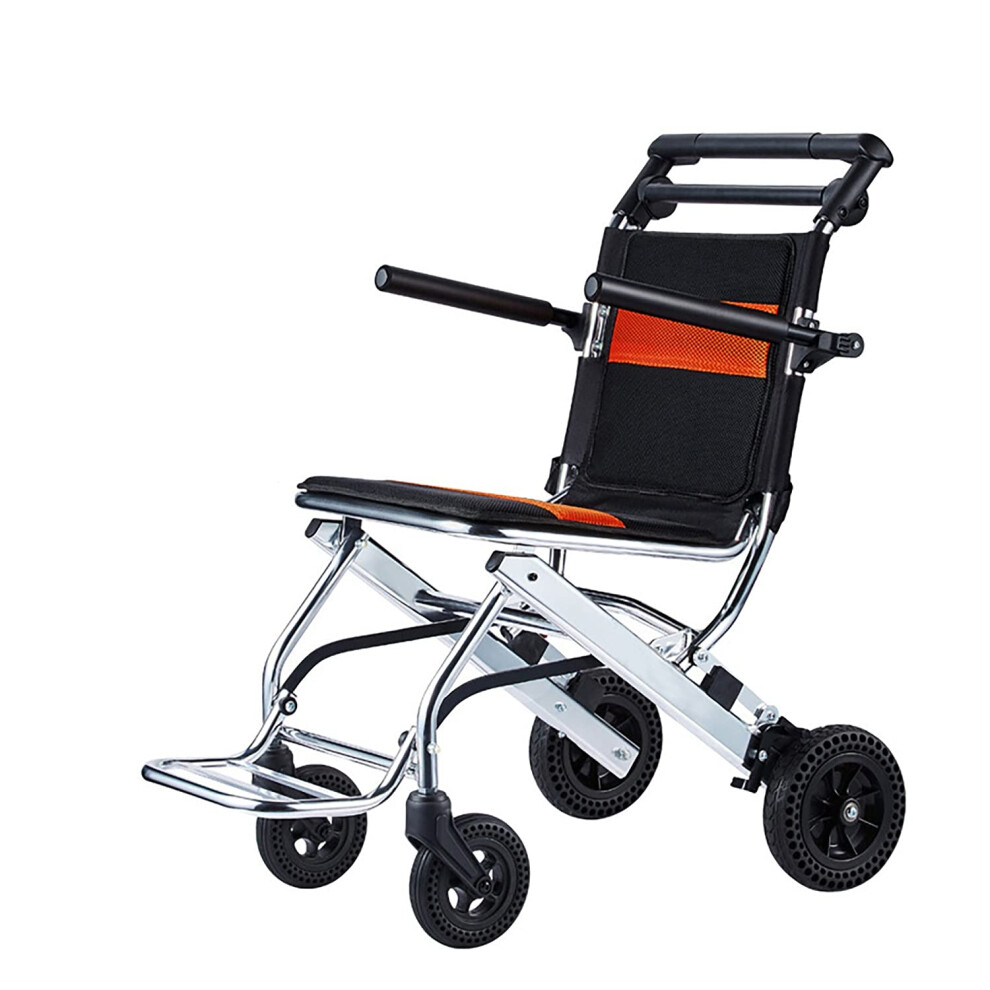 Lightweight Foldable Wheelchair with Handbrake, Compact Travel Wheelchair with Carry Bag, 220lb Capacity