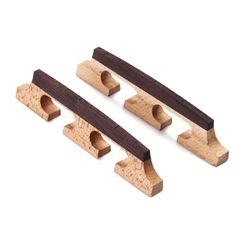 2pcs Banjo Bridge Set for Ukulele and Guitar, ThreeLegged Design, Stable Tone Transfer, Precut Strings