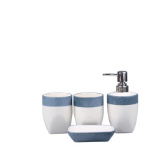 Modern Ceramic Bathroom Accessories Set with Soap Dispenser, Cups and Tray for Home or Wedding