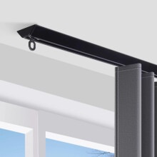 10ft Black Ceiling Mount Curtain Track, Aluminum Rail System with Smooth Roller Hooks for Room Divider or Balcony