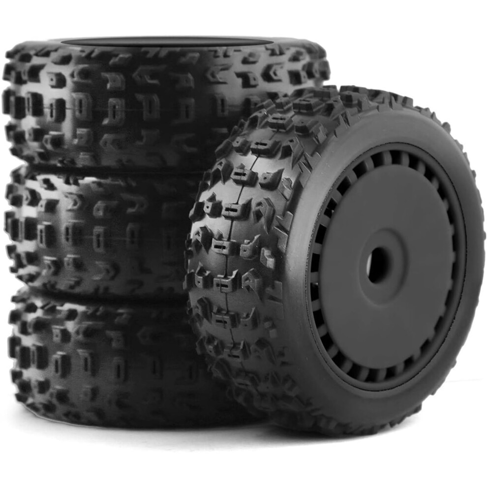 1/8 Rc Buggy Tires And Wheels Set 4Pcs, Traction Offroad Grip, 17Mm Hex Durable Rubber For Arrma Kyosho Traxxas 9310869667728