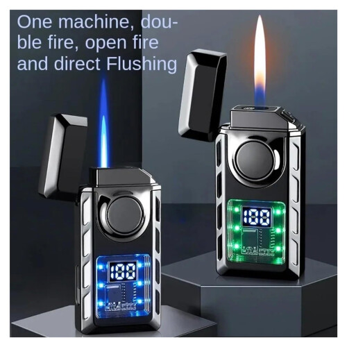 Butane Torch Lighter with Dual Flame Modes, Smart LED Display, USB Type‑C Rechargeable, White 2