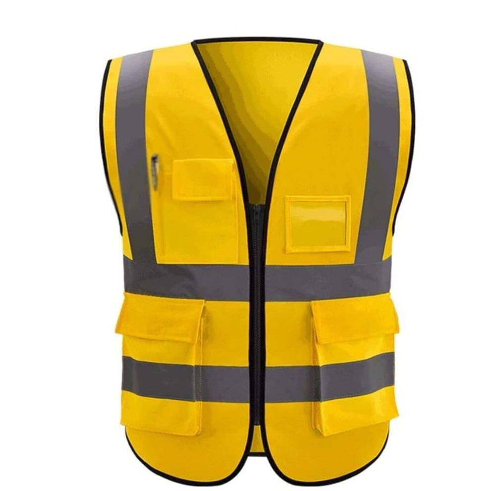 Reflective Safety Vest For Construction Workers, Visibility Mesh With Zipper And Pockets, Blue Xxxlarge 9330225615699