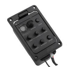 Acoustic Guitar Pickup with 4 Band EQ Preamp, Builtin Tuner and Piezo Mic Hybrid System