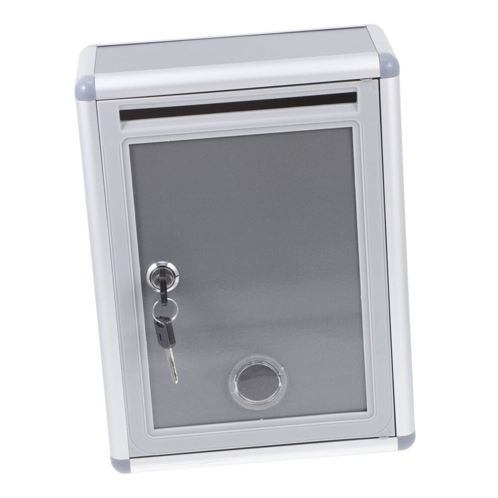 Lockable Aluminum Suggestion Box With Secure Metal Lock, Wall Mounted Mailbox For Office And Classroom 9310869668756