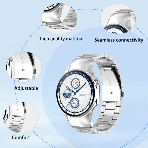 Silver Metal Stainless Steel Replacement Strap for OnePlus Watch 3 with Secure Quick Installation 1