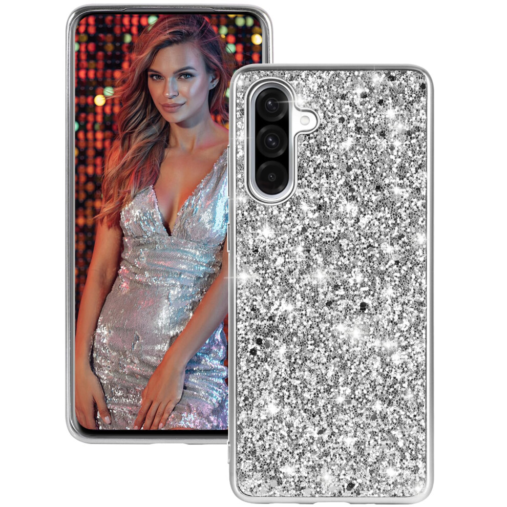Glitter Shockproof Slim Protective Cover With Raised Camera Guard For Samsung Galaxy A56 5G Silver 9330225616467