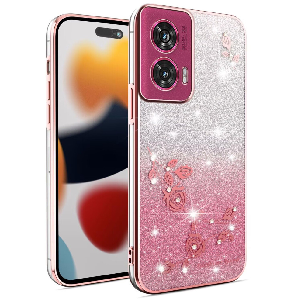 Glitter Phone Case Slim Transparent Shockproof Tpu Cover For Women Girls For Vivo Y55 5G Pink 9073542274247