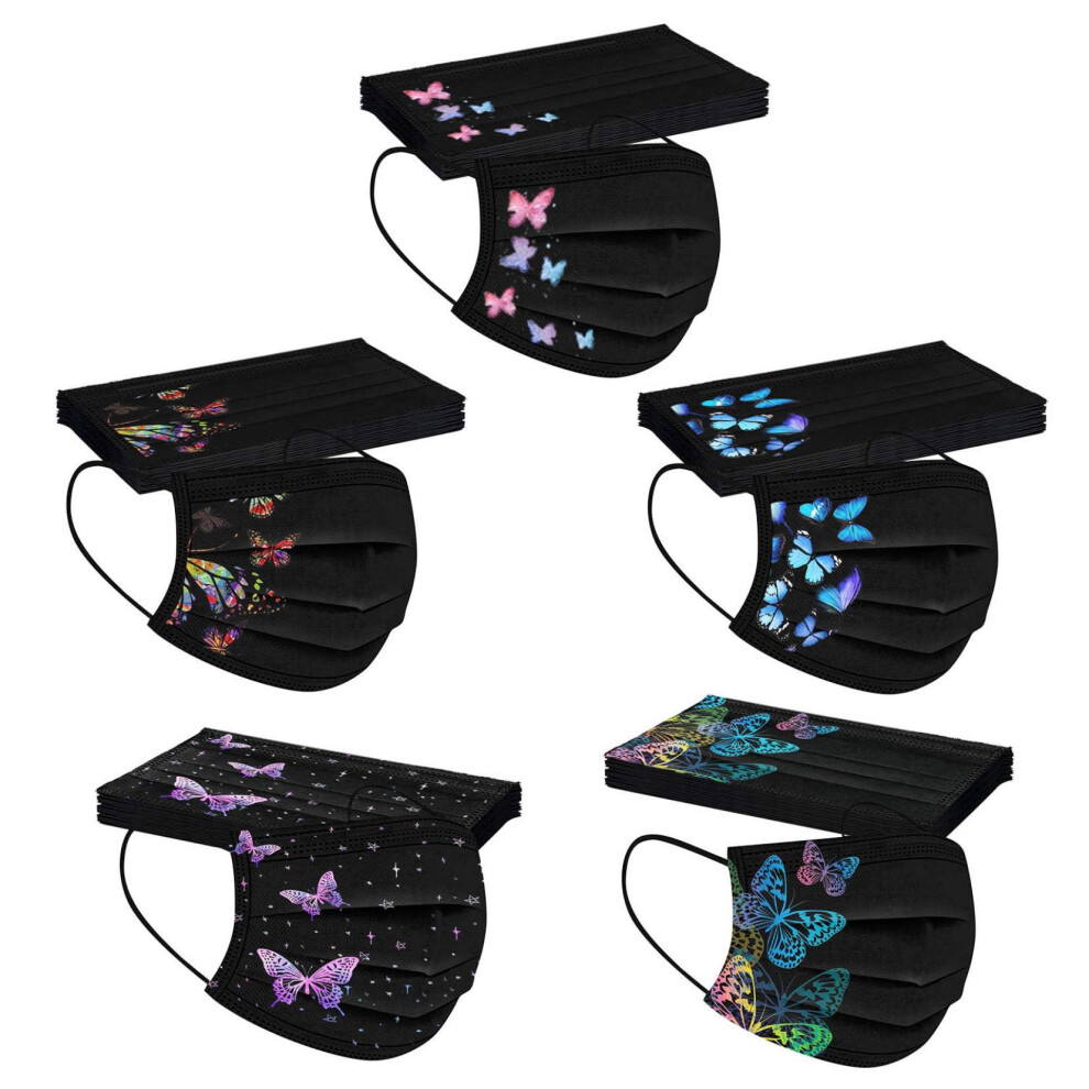 Disposable Face Masks for Women 50PCS, Cute Printed 3âLayer Breathable Design with Elastic Ear Loops