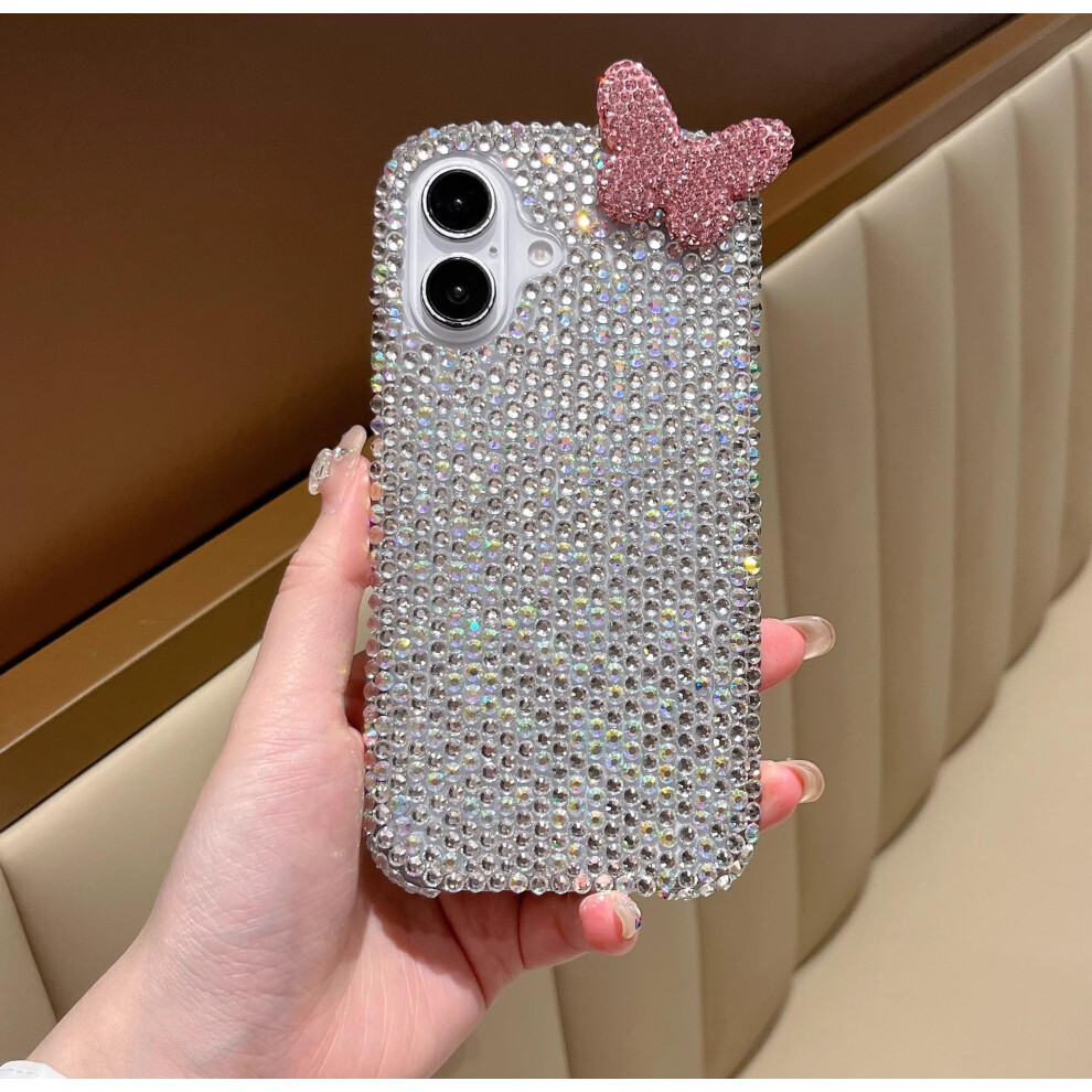 3D Glitter Butterfly Case For Iphone 16E With Rhinestone Bling, Cute Sparkle Protective Cover For Girls Pink 9330225616511