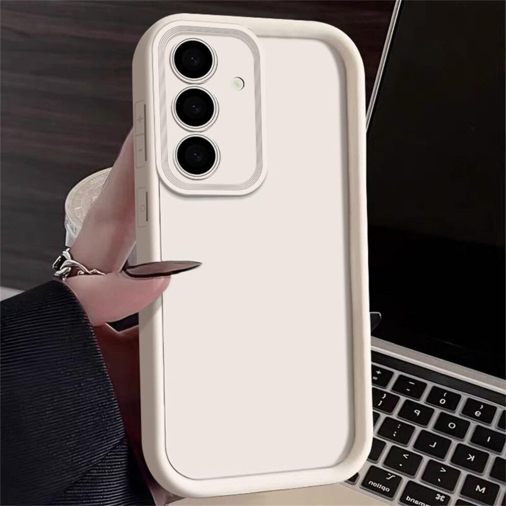 Case For Samsung S24 Beige White Silicone Cover With Matte AntiâFingerprint Finish And Shockproof Protection White,Cream 9330225616535