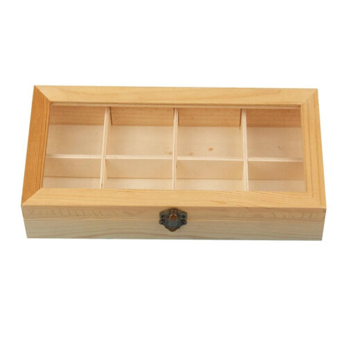 3X 8compartment Display Cabinet Wooden Tea Coffee Rack Storage Box Storage Box 1