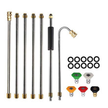 Pressure Washer ExWand Set, Pressure Washer ExRod, Roof Cleaner Lance for Gutter Cleaning, 5 Nozzle Tips, 1/4 Inch Quick Connect, 4000 PSI