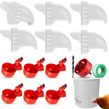 No Waste Chicken Feeder and Waterer Set for Poultry, Rainproof DIY Design, Pack of 6