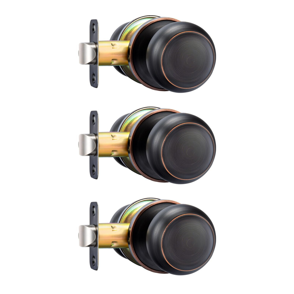 3 Pack Oil Rubbed Bronze Passage Door Knobs Set For Hallway And Closet, Keyless Easy Installation 9310869669470
