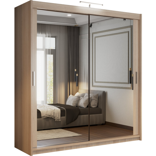 (90cm, Oak) Mirrored Sliding Door Wardrobe 1