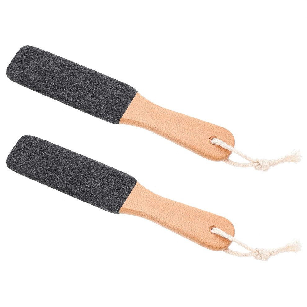 2pcs DualSided Wooden Foot File Callus Remover with Flat and UShaped Heads for Smooth, Soft Heels