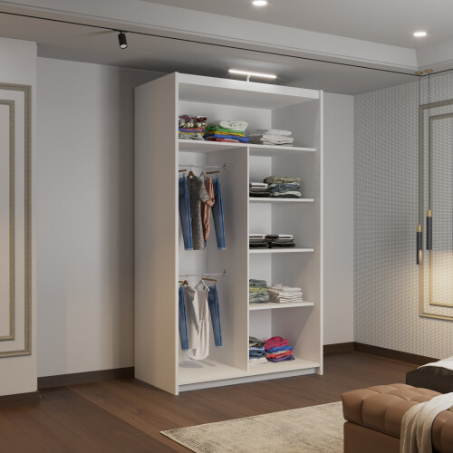 (120cm, White) Mirrored Sliding Door Wardrobe 2