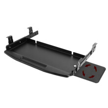 Under Desk Keyboard Tray Adjustable Ergonomic Metal Drawer with Smooth Slide and Rotatable Mouse Area Black