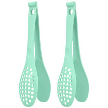 2Pcs Detachable Food Tongs with Easy Drainage and Ergonomic Grip for Salad and BBQ Outdoor Use Green