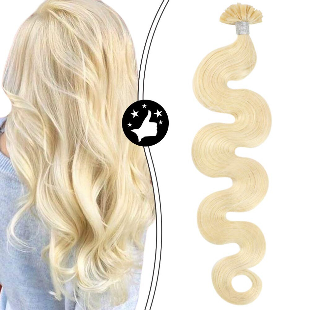 Unisex U Tip Hair Extensions 22 Inch 100% Remy Human Hair Fusion Keratin Bond Bleach Blonde 50G