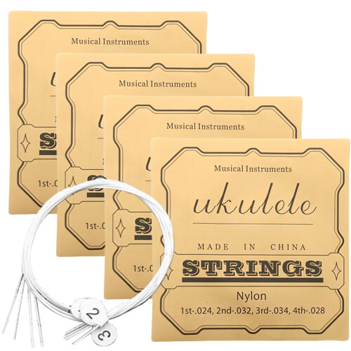 Ukulele Strings Set 4Pcs Nylon Replacement Kit with Warm Tone and Stable Pitch for Ukulele