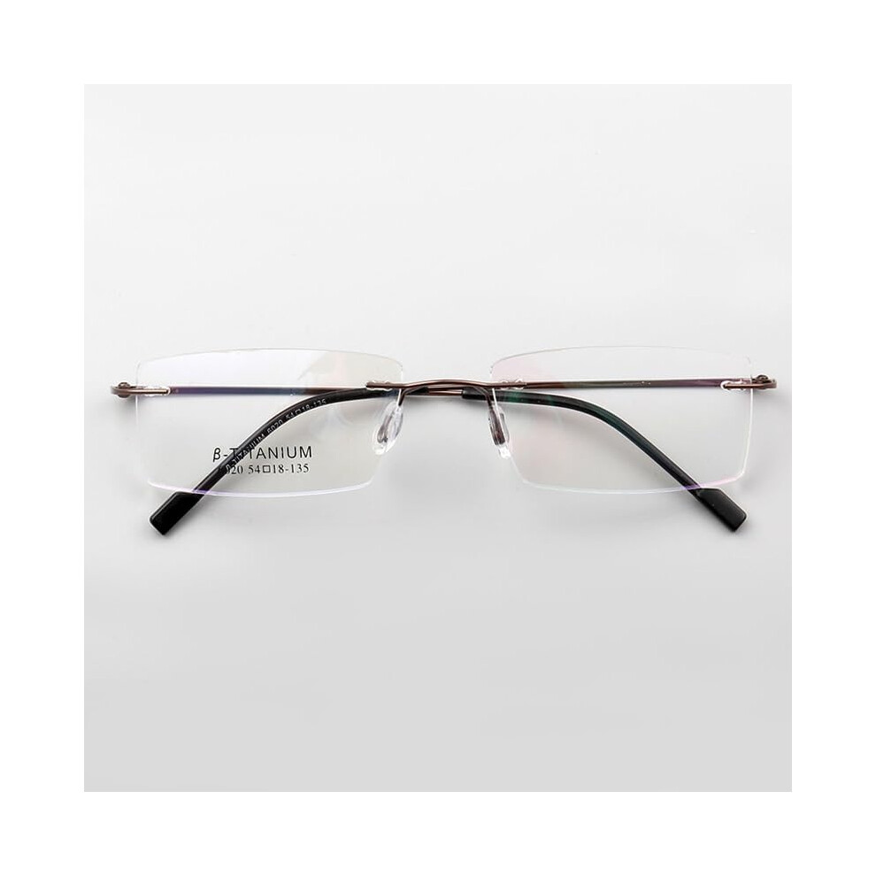 Rimless Blue Light Blocking Computer Reading Glasses Brown Metal Frame Anti Eye Strain +0.00