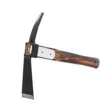 Garden Hand Hoe and Hand Cultivator Tool, 2 in 1 Carbon Steel Head with Ergonomic Wooden Handle for Yard and Flower Bed