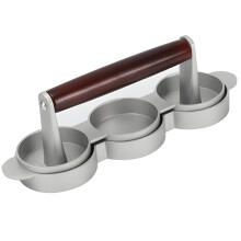 Three Slot Burger Press Red Beech Wood Burger Patty Maker with Triple Patty Design for Home and Camping