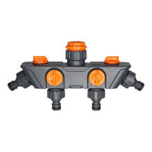 Brass Garden Hose Splitter 4 Way Heavy Duty Hose Diverter Valve with LeakProof Control for Lawn Watering