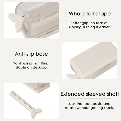 2 Pack Toothpaste Squeezer Tube Roller with Handle, Frosted White Holder for Bathroom Countertop 2