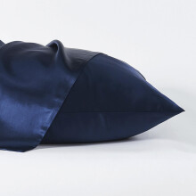 100% Mulberry Silk Pillowcase Queen Size Navy Blue 22 Momme for Hair and Skin with Hidden Zipper