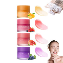 Hydrating Overnight Lip Sleeping Mask Set, 4PCS Berry Lip Care for Deep Moisturizing and Gentle Exfoliation