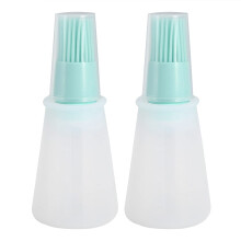 2pcs Silicone BBQ Brush and Leakproof Oil Bottle Set, Temp Resistant, Nordic Green Kitchen Utensils