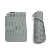 Silicone Heat Resistant Mat for Hair Straightener and Curling Iron, Flexible Wrap Design, TravelFriendly Grey