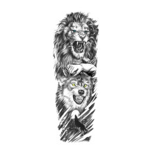 2pcs Large Arm Sleeve Temporary Tattoos for Men, Waterproof Lion Fake Tattoo Sticker, Realistic Removable Body Art