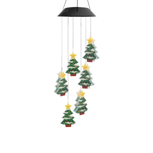 decoração de Natal com pingente solar de sino de vento 1