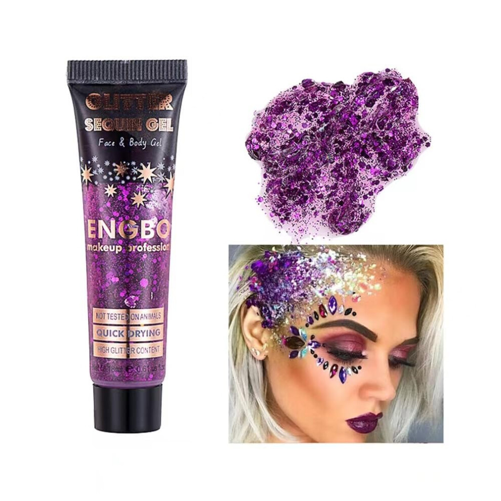 Body Glitter Gel Waterproof Face and Body Glitter LongLasting Shimmer Makeup for Festival 6pcs