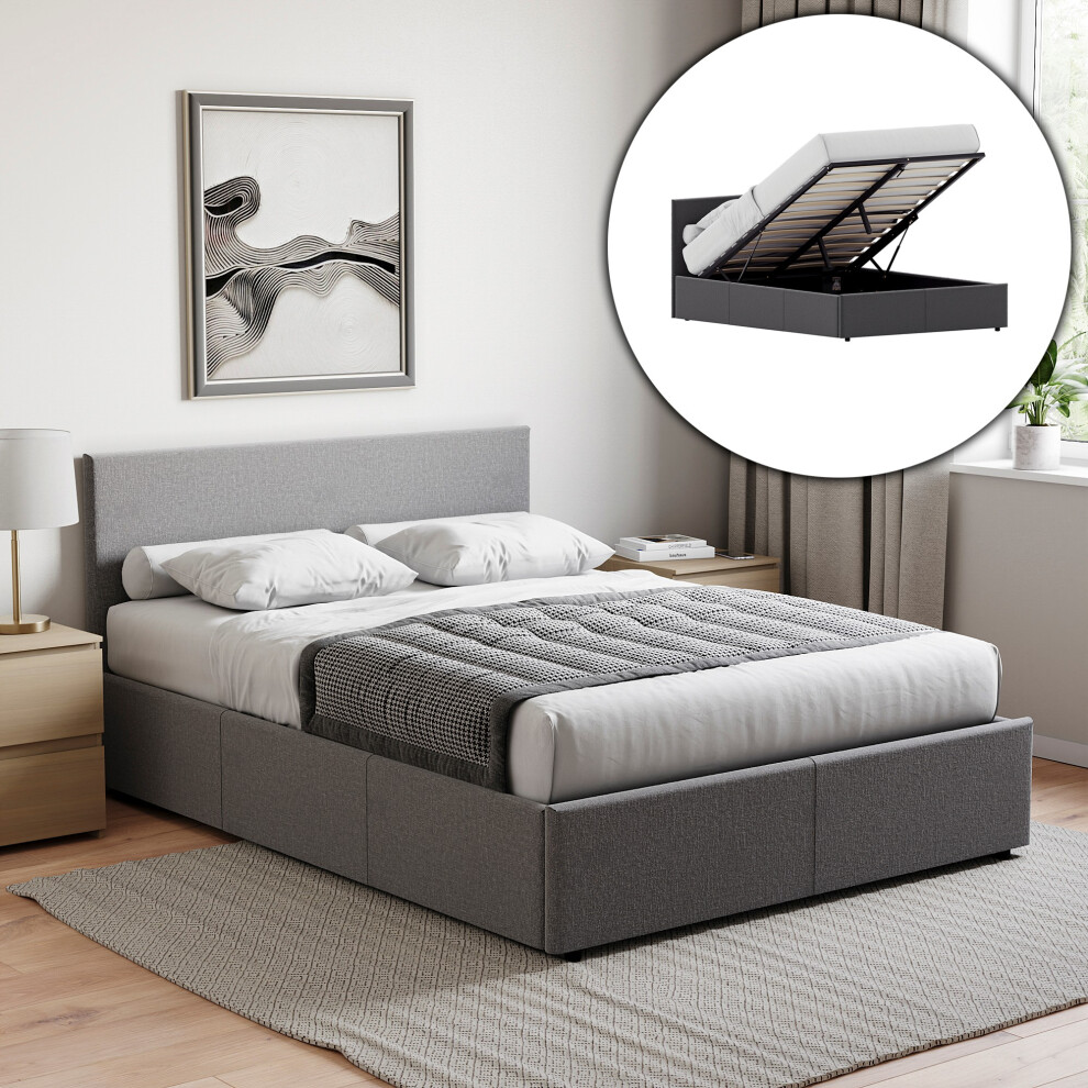 Vida Designs (King Size, Dark Linen) Veronica Ottoman Bed Frame Bedroom Storage Ukfr Grey