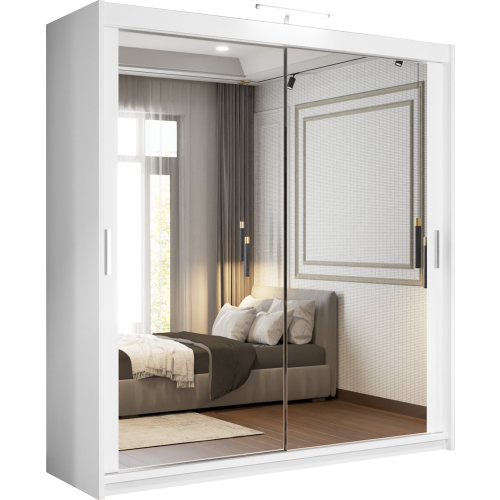 (150cm, White) Mirrored Sliding Door Wardrobe 1